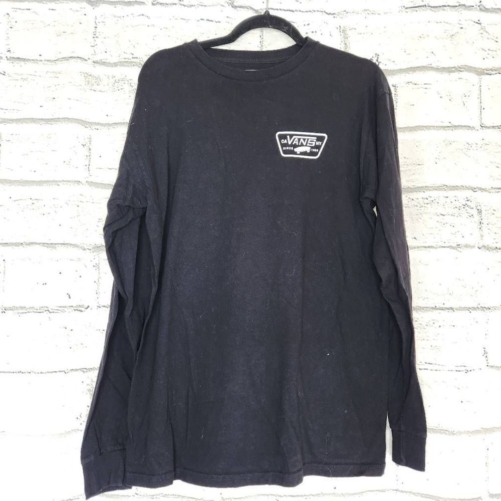Vans Double Sided Graphic Print Classic Long Sleeve T Shirt Black Size Medium